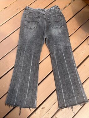 balenciaga 22fw lost tape flared washed dark grey / black jeans
